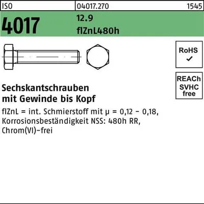 Produktbild von Sechskantschraube ISO 4017 VG M 6 x 25 12.9 flZnL 480h zinklamellenbesch.