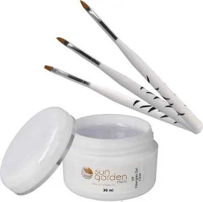 Produktbild von 30 ml UV Fiberglas Gel Klar + Pinselset