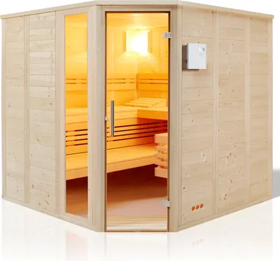 Produktbild von Infraworld Urban 228 Ecke Saunakabine Massivholzsauna aus Fichte 228x209x200 cm