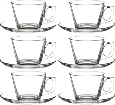 Produktbild von zestaw 12 filiżanek do espresso ze spodkiem, krystalicznie przezroczyste, seria VELA