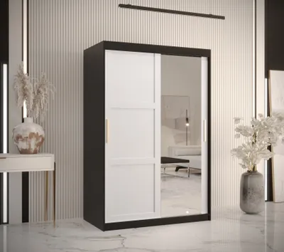 Produktbild von Kleiderschrank RAISA 2 – Breite 120 cm, schwarz / weiß