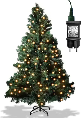 Produktbild von TolleTour Künstlicher Weihnachtsbaum mit Beleuchtung ,LED Tannenbaum für Weihnachten-Dekoration, Feuerbeständig,Christbaum 1200 Spitzen PVC Nadeln, grün,210cm