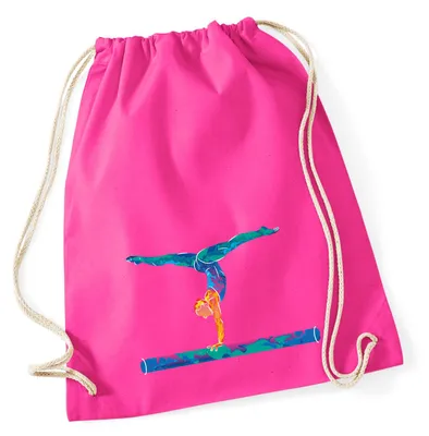 Produktbild von Huuraa Turnbeutel Gymnastik Schwebebalken 12 Liter Fuchsia Baumwolle Rucksack Geschenkidee