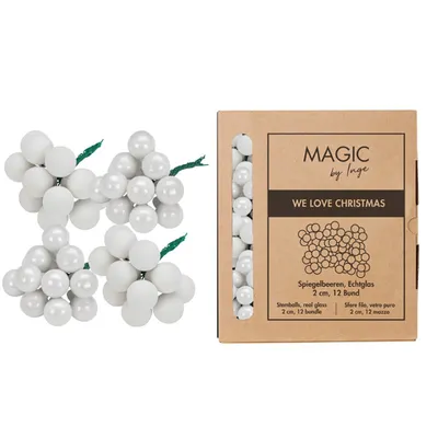 Produktbild von Weihnachtskugeln am Draht 2cm Glas 144 Stück - Pure White