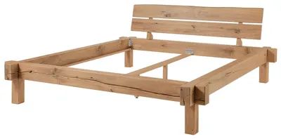 Produktbild von MASSIVMOEBEL24.DE Balkenbett Wildeiche 200x200 bianco geölt JANGALI #113