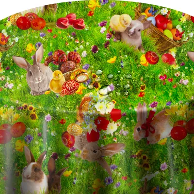 Produktbild von DecoHomeTextil Wachstuch Wachstischdecke Tischdecke Gartentischdecke gefaltet Ostern Grün 100 cm x 100 cm Rund