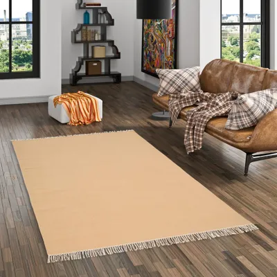 Produktbild von Wolle Natur Teppich Kelim Mila Beige, Größe:200x290 cm