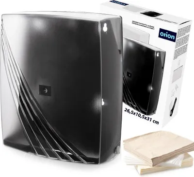 Obrázok produktu pre Orion | Zásobník na papierové uteráky - Čierny a priehľadný - Nástenný - Na skladacie papierové uteráky - Hygienický - Univerzálny