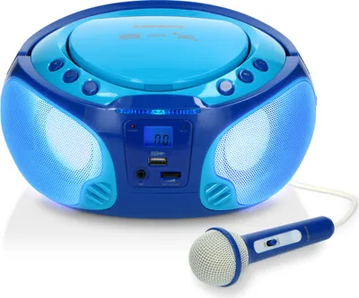 Produktbild von Lenco SCD-650BU - Tragbares FM-Radio mit CD/MP3-Player - USB-Anschluß - Karaoke - Mikrofon - Lichteffekte - Blau