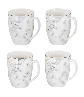 Produktbild von 4er Set Tassen Marmor Optik 300ml Weiß Schwarz Gold Porzellan Kaffeetasse Becher Design Küchengeschirr Heißgetränke Kaffeepott