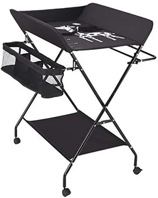 Produktbild von Faltbarer und tragbarer Windeltisch mit Rädern - Verstellbarer Commode für Babys