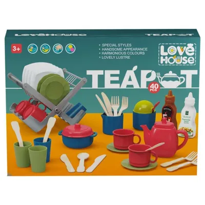 Produktbild von 40-teiliges Geschirrset für den täglichen Gebrauch mit Tassen, Tellern, Teekanne und Kannen
