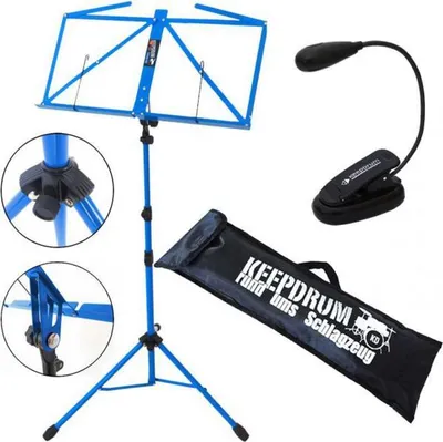 Produktbild von keepdrum MUS3BL Notenständer Blau mit Leuchte
