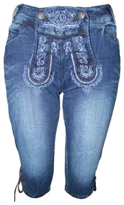 Produktbild von Lekra Damen Jeans Bea Kniebundhose in Lederhosen Optik - Blau Größe: 32