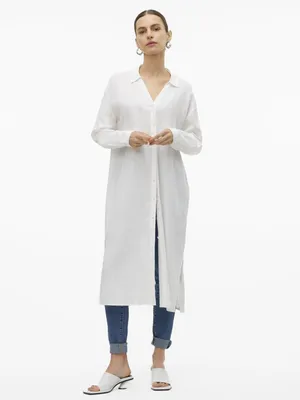 Image de Robe chemise VERO MODA pour femme en lin, VMLINN, XS
