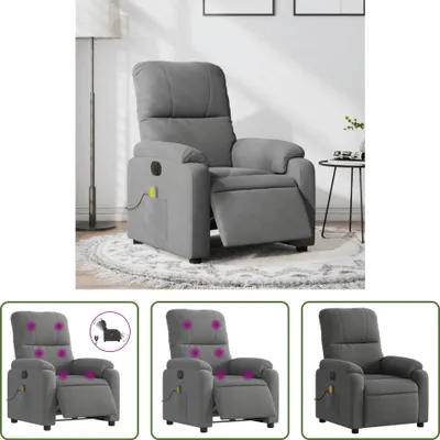 Image de The Living Store Fauteuil de massage électrique Gris foncé Tissu microfibre