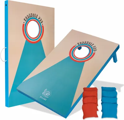Produktbild von Ocean 5 Cornhole Pro | Original Sackloch Spiel | der Klassiker aus den USA | Cornhole Spiel Outdoor | Wurfspiel für Kinder und Erwachsene inklusive Cornhole Bags | lustige Partyspiele für draußen - blau