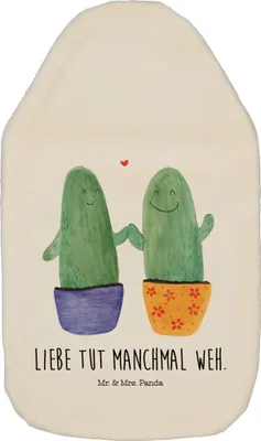 Produktbild von Mr. & Mrs. Panda Wärmekissen Kaktus Liebe - Weiß - Geschenk, Wärmflasche, Kakteen, heißwasserbeutel, Bettflasche, Love, wärmebeutel, Trennung, Hochzeit, mit Bezug
