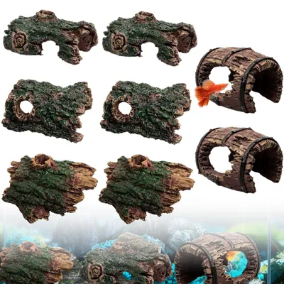 Image de Lot de 8 décorations en forme de grottes pour aquarium