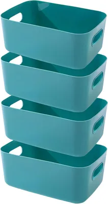 Zdjęcie produktu dla Pojemniki do przechowywania 4 szt., Plastikowe z uchwytami, 25x18x10 cm, Zielone, do Kuchni