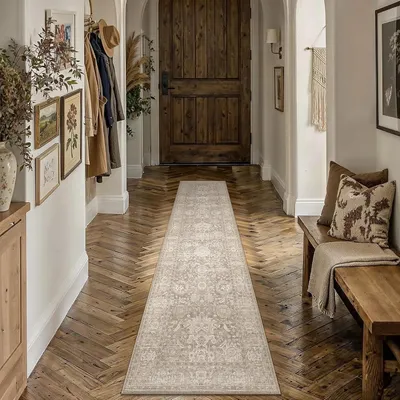 Productafbeelding van Loper met vintage uitstraling, 60 x 240 cm, beige, antislip en wasbaar