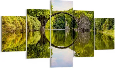 Produktbild von Bild auf Leinwand - Leinwandbild - Park Natur Wasser - 125x70cm - Wand Bild - Wanddeko - Wandbilder - Leinwanddruck - Bilder - Kunstdruck - Wanddekoration - Leinwand bilder - Wandkunst - EA125x70-3902