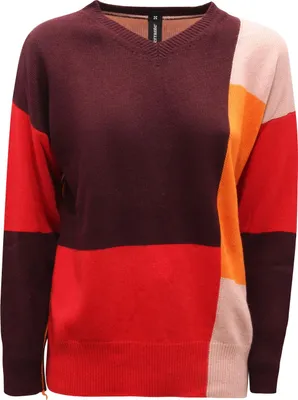 Imagen del producto de 8819AZ - Suéter de lana para mujer, marca Ferrante Woman, cuello en V