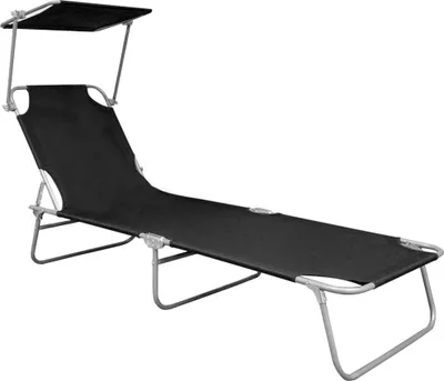 Produktbild von vidaXL Klappliege mit Sonnendach Schwarz Aluminium