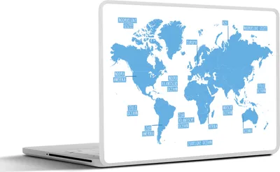 Produktbild von MuchoWow® Laptop Aufkleber Sticker Cover Weltkarte - Blau - Einfach 30x22 cm - Laptop-Sticker