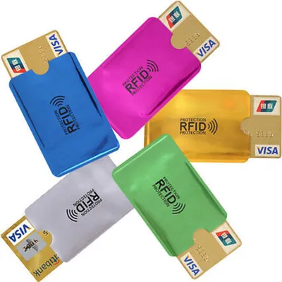 Produktbild von 5x RFID Schutzhülle Blocker NFC Datenschutz Abschirmung EC Karte Kreditkarte Ausweis Bunt