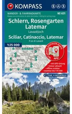 Produktbild von KOMPASS Wanderkarte 651 Schlern, Rosengarten, Latemar, Lavazéjoch / Sciliar, Catinaccio, Latemar, P.so di Lavazé 1:25.000