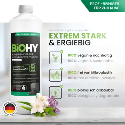 Produktbild von BiOHY Bodenreiniger für Wischroboter Station mit Frühlingsduft, Wischpflege, 9 x 1 l