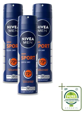 Obrázok produktu pre 3 x NIVEA MEN Sport, antiperspirantný deodorant vo spreji, 150 ml - veľké balenie - 3 kusy