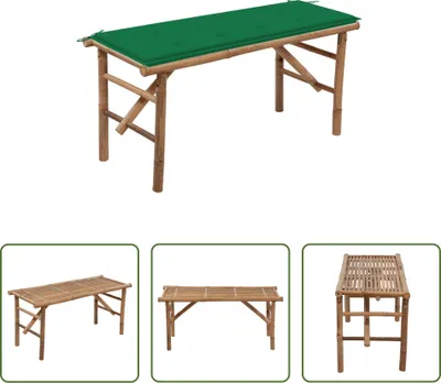 Immagine prodotto di The Living Store Panca da giardino pieghevole con cuscino 118 cm in bambù