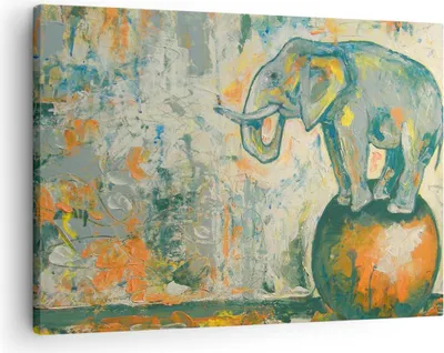 Produktbild von Bild auf Leinwand - Leinwandbild - Elefant Abstraktion - 70x50cm - Wand Bild - Wanddeko - Wandbilder - Leinwanddruck - Bilder - Kunstdruck - Wanddekoration - Leinwand bilder - Wandkunst - AA70x50-3566