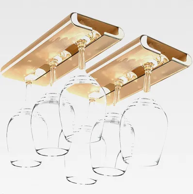 Produktbild von Weinglashalter Wand Weingläser Halter zum Umhängen Glashalter Hängend Unter Dem Schrank Stanzfrei,Selbstklebend,Weinglas halterung für Küche,Bar,Restaurant 2 Stück Teebraun