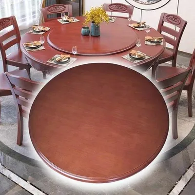 Produktbild von Famanu Holz drehbares Serviertablett 90 cm - Runde Lazy Susan für Küche und Tisch