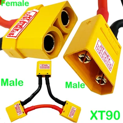Produktbild von XT90 Y Adapter Kabel passend für LiPo Akku 12AWG Seriell Stecker auf Buchse