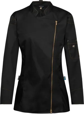 Produktbild von Greiff GASTRO MODA Damen Cuisine Premium Kochjacke Stehkragen Reißverschluss Regular Fit Baumwollmix ® Schwarz M