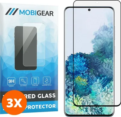 Produktbild von Mobigear Curved 9.98 Samsung Galaxy S20 Plus Panzerglas Gehärtetes Glas Displayschutz - Hüllenfreundlich - Schwarz (3er Pack)
