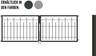Produktbild von Alberts Doppeltor-Set für Zaunsystem Madrid, Höhe 80 cm, Breite 300 cm, anthrazit-metallic, zum Einbetonieren