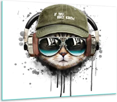 Produktbild von Herdabdeckplatten Glaskeramikkochfeld-Abdeckung Spritzschutz Glas 60x52cm Katze