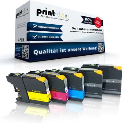 Produktbild von Print-Klex 5x kompatible Tintenpatronen kompatibel mit Bother LC121 LC123 MFC J470DW MFC J475DW MFC J650DW MFC J870DW MFC J875DW MFC J970DW - Sparpack - Office Line Serie