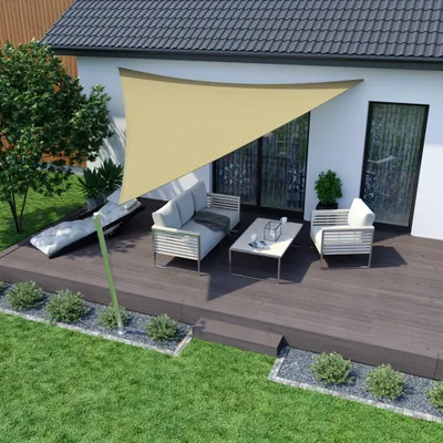 Produktbild von Sonnensegel 3x3x3m dreieckig sand Polyester wasserabweisend UV-Schutz Balkon Terrasse Garten jarolift
