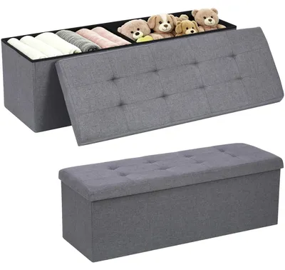 Aufbewahrungsbank 110x38x38 cm Grau, klappbar, 300 kg belastbar