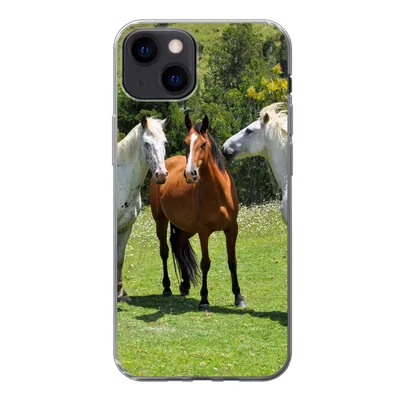 Produktbild von MuchoWow® Handyhülle Schutzhülle Hülle für iPhone 13 Pferde - Baum - Schatten Silikon Softcase Handy Hülle - Karteninhaber