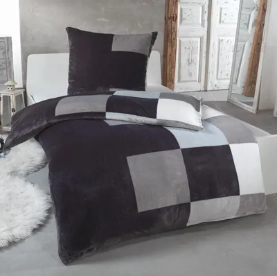 Produktbild von Malika Mikrofaser-Cashmere-Touch-Bettwäsche 2-teilig, 135 × 200 + 80 × 80 cm, Grau Karomuster
