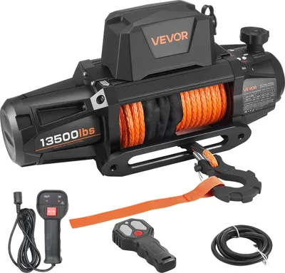 Immagine prodotto di Verricello elettrico VEVOR, 13500 lbs, 12 V CC, fune sintetica da Φ3/8" x 92', versione wireless e con cavo, IP68, ideale per fuoristrada, jeep e rimorchi