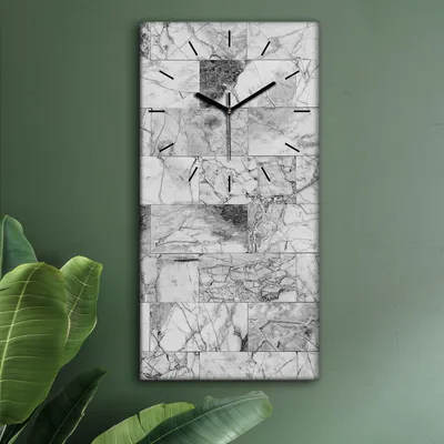 Produktbild von Wohnzimmer Leinwand Uhr Geräuschlos Küche 30x60 Kacheln, Abstrakt, Motive, schwarze Zeiger