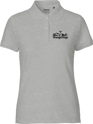 Produktbild von Huuraa Damen Polo Shirt Wangerooge Strandmotiv XL Sport Grey Bio Baumwolle Fairtrade Poloshirt Geschenkidee